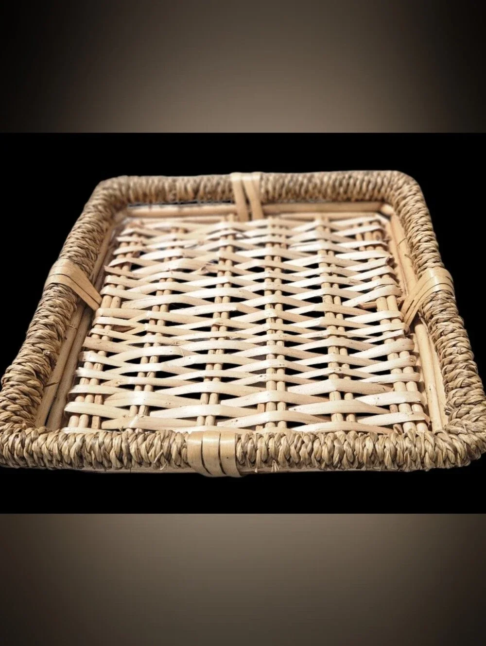Natural Handmade Woven Straw | Wicker Rattan Square Serving Tray | Decor